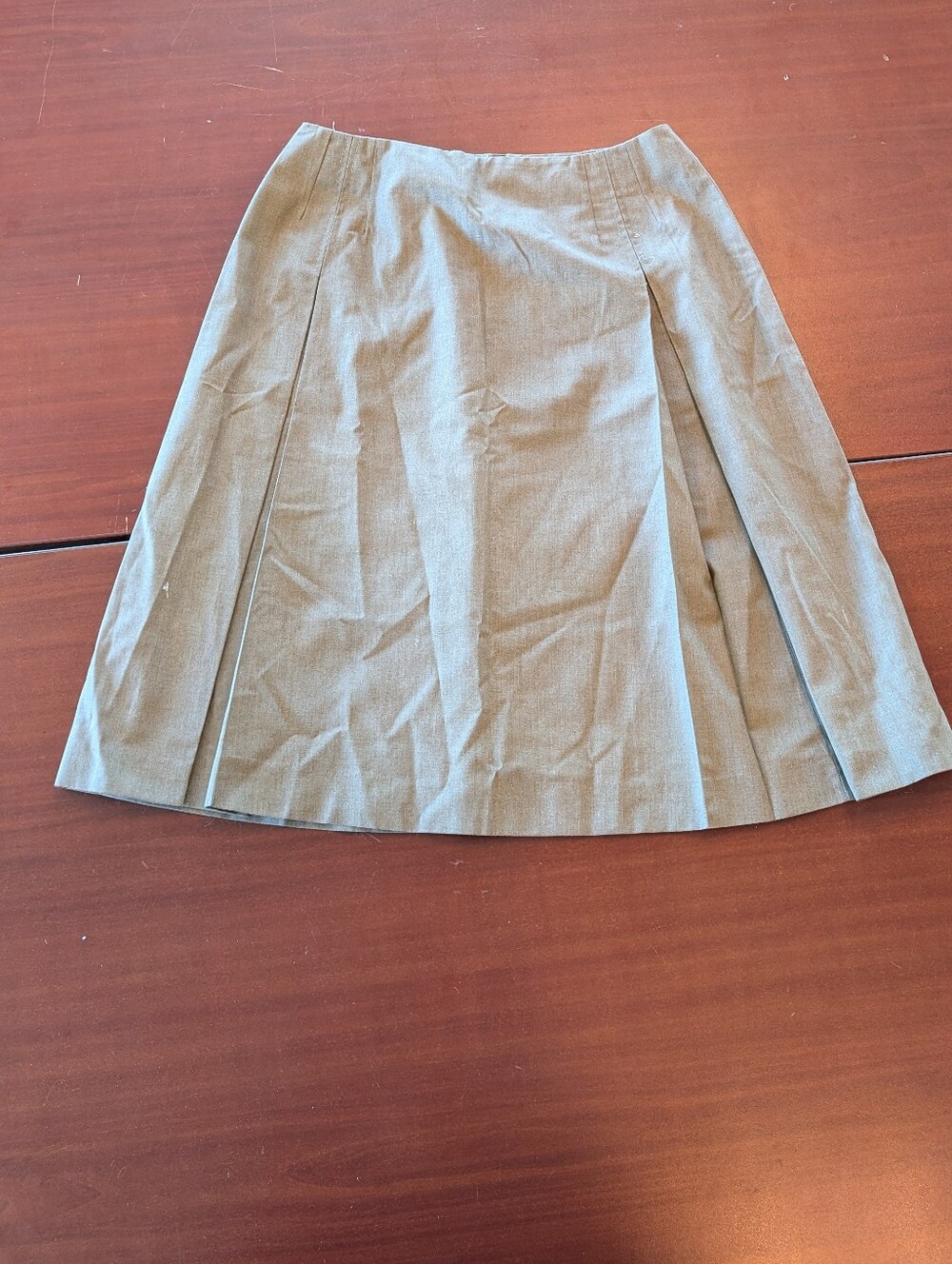 Vintage Handmade Classic Pleated A-Line Skirt in Taupe